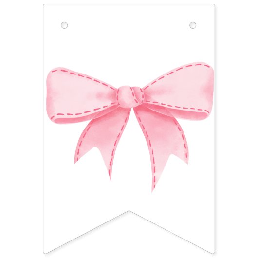 Pink Bow Verjaardagsstreamers Vlaggetjes (Eerste vlag)