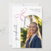 Pink Bow Vertical Script-Afstuderen Kaart (Voorkant)