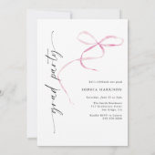 Pink Bow Vertical Script-Afstuderen Kaart (Achterkant)