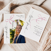 Pink Bow Vertical Script-Afstuderen Kaart