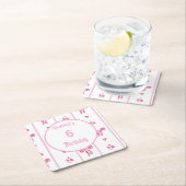 Pink Bow Vertical Stripe - preppy coquette Kartonnen Onderzetters (Insitu)