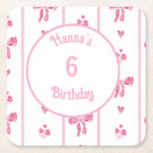 Pink Bow Vertical Stripe - preppy coquette Kartonnen Onderzetters (Voorkant)