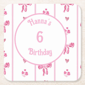 Pink Bow Vertical Stripe - preppy coquette Kartonnen Onderzetters