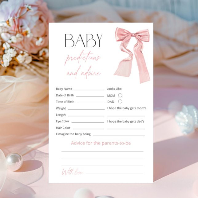 Pink Bow voorspellingen en advies Baby shower spel (Creator heeft geüpload)