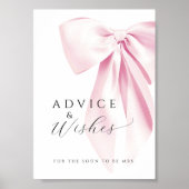 Pink Bow Vrijgezellenfeest Advies & Wishes Tafelte Poster (Voorkant)