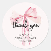 Pink Bow Vrijgezellenfeest Bedankt Ronde Sticker (Voorkant)