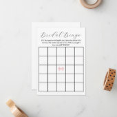 Pink Bow Vrijgezellenfeest Bingo spel – Afdrukbaar Notitiekaartje (Voorkant / Achterkant in situ)