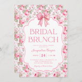 Pink Bow Vrijgezellenfeest Brunch Kaart (Voorkant / Achterkant)