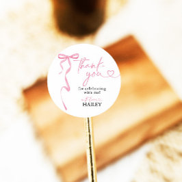 Pink Bow Vrijgezellenfeest Dank u, gunst Tags Ronde Sticker