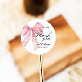 Pink Bow Vrijgezellenfeest Dank u, gunst Tags Ronde Sticker