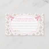 Pink Bow Vrijgezellenfeest Datum Nachtideeën Informatiekaartje (Voorkant)