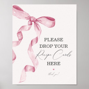 Pink Bow Vrijgezellenfeest Deel een Recept Kaart S Poster