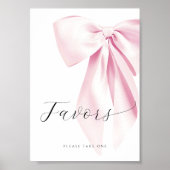 Pink Bow Vrijgezellenfeest Favors Tafelteken Poster (Voorkant)