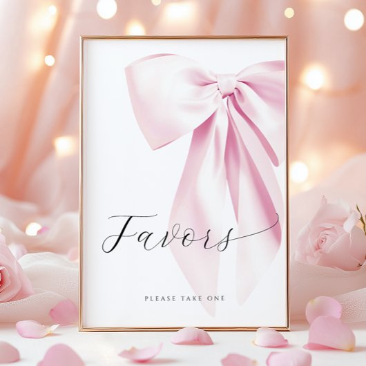 Pink Bow Vrijgezellenfeest Favors Tafelteken Poster