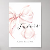 Pink Bow Vrijgezellenfeest Favors Tafelteken Poster (Voorkant)