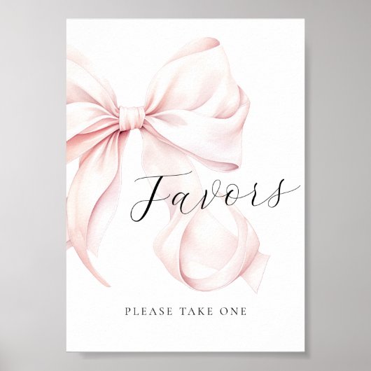 Pink Bow Vrijgezellenfeest Favors Tafelteken Poster (Voorkant)