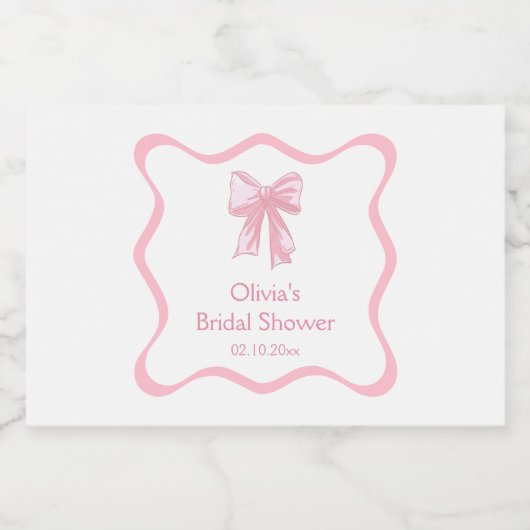 Pink Bow Vrijgezellenfeest Mini Champagne Sparkling Wijnetiket (Enkel label)