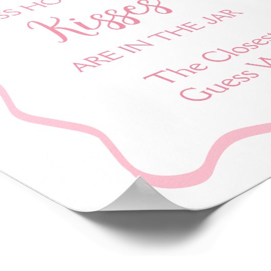 Pink Bow Vrijgezellenfeest Raad eens hoeveel kusse Poster (Hoek)