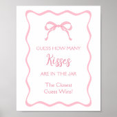 Pink Bow Vrijgezellenfeest Raad eens hoeveel kusse Poster (Voorkant)