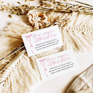 Pink Bow Vrijgezellenfeest Recept Aanvraag Informatiekaartje