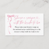 Pink Bow Vrijgezellenfeest Recept Aanvraag Informatiekaartje (Voorkant)
