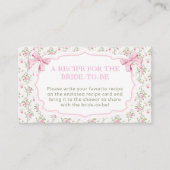 Pink Bow Vrijgezellenfeest Recept voor de bruid Informatiekaartje (Voorkant)