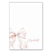 Pink Bow Vrijgezellenfeest Tafelnaam Kaart (Voorkant)