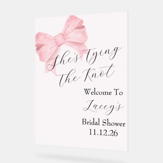 Pink Bow Vrijgezellenfeest Welkomstbord Acryl Bord (Hoek)