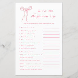 Pink Bow Wat zei de bruidegom roze bruids spel