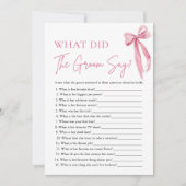 Pink Bow Wat zei de bruidegom zeggen Vrijgezellenf Kaart (Voorkant)