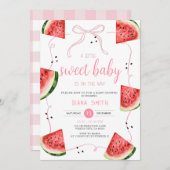 Pink Bow Watermelon Baby Shower Kaart (Voorkant / Achterkant)