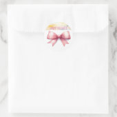Pink Bow Waterverf Baby shower Ronde Sticker (Tas)