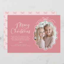 Pink Bow Wavy Foto Kerstmis