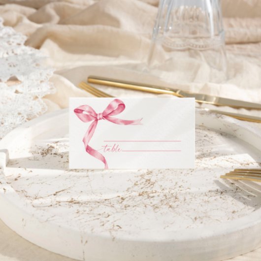 Pink Bow Wedding Plaatskaartje