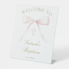 pink bow welcome sign reclamebord met voetstuk