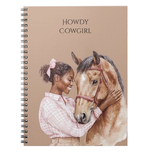Pink Bow Western Farm Cowgirl Horse Notitieboek (Voorkant)