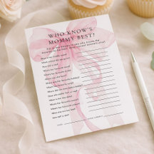 Pink Bow Who Knows Mommy Best Baby Shower card