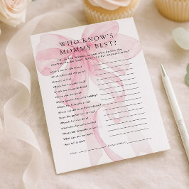 Pink Bow Who Knows Mommy Best Baby Shower card Kaart