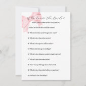 Pink Bow Who Knows The Bride Game beroemd gemaakt Notitiekaartje (Voorkant)