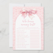 Pink Bow Wie kent mama beste Baby Girl Game Kaart (Voorkant)