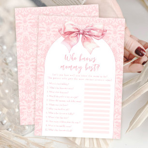 Pink Bow Wie kent mama beste Baby Girl Game Kaart