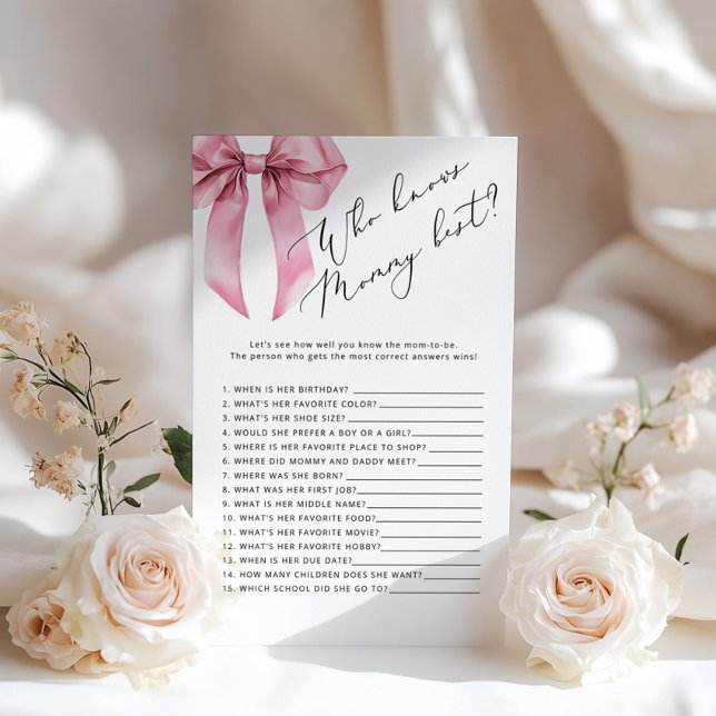 Pink Bow Wie kent mama beste baby shower spel (Creator heeft geüpload)