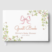 Pink Bow wilde bloem Baby shower Gastenboek (Voorkant)