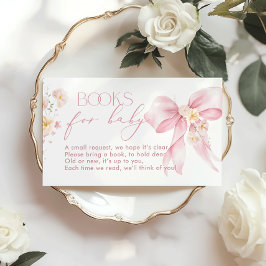 Pink Bow Wildflower Boek voor baby ticket Informatiekaartje