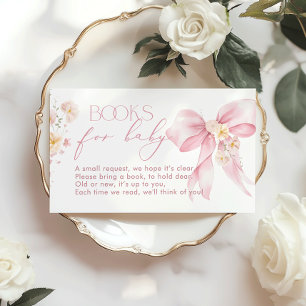 Pink Bow Wildflower Boek voor baby ticket Informatiekaartje