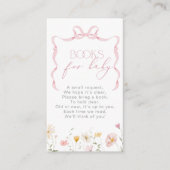 Pink Bow Wildflower Boeken voor Baby ticket Informatiekaartje (Voorkant)