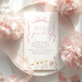 Pink Bow Wildflower Boeken voor Baby ticket Informatiekaartje