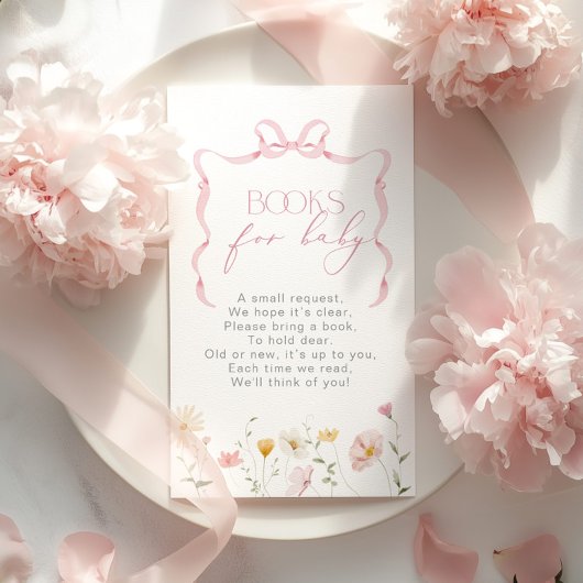 Pink Bow Wildflower Boeken voor Baby ticket Informatiekaartje