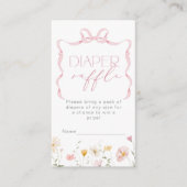 Pink Bow Wildflower Luier verloot ticket Informatiekaartje (Voorkant)