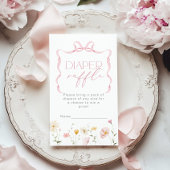 Pink Bow Wildflower Luier verloot ticket Informatiekaartje